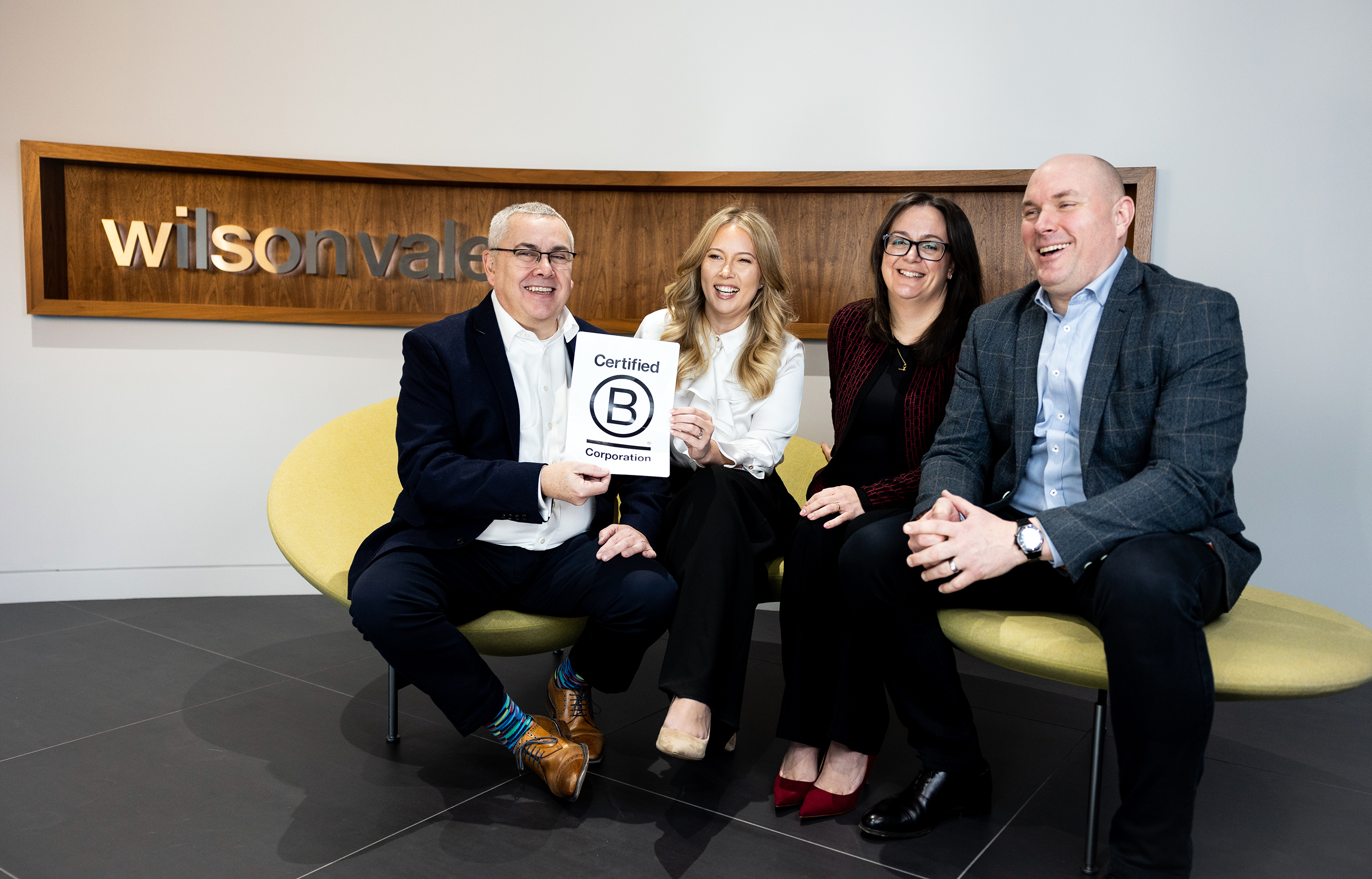 Wilson Vale B Corp – Graeme Watson (ESG Director), Lynsey Shaw (HR Director), Melissa Wallbank (Managing Director), Phil Hindmarch (Managing Director Operations)